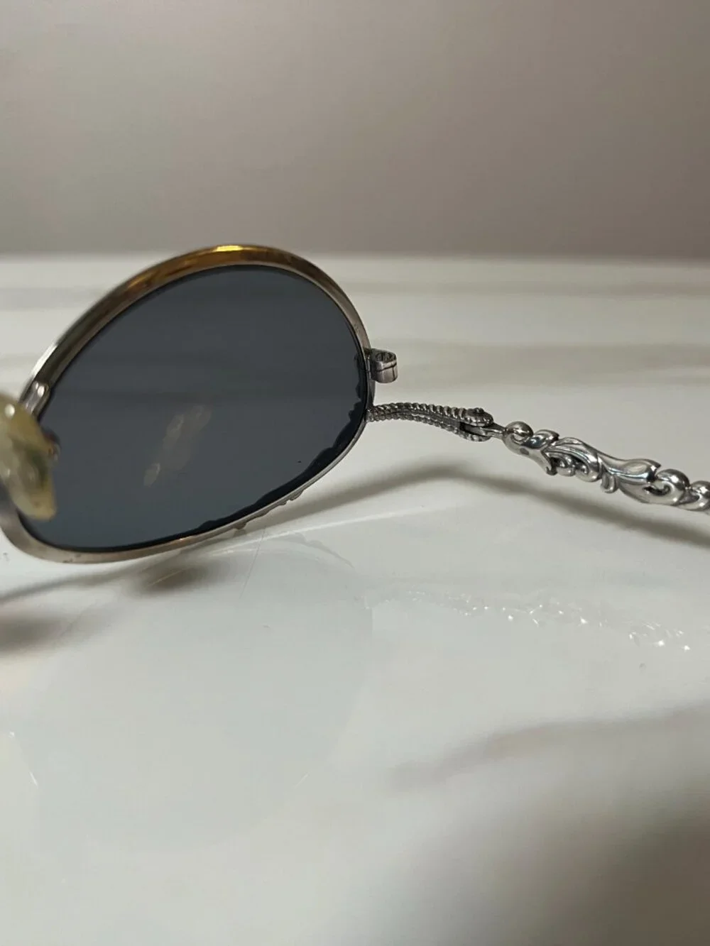 Brighton Vintage Silver Filigree Oval Sunglasses + Case
